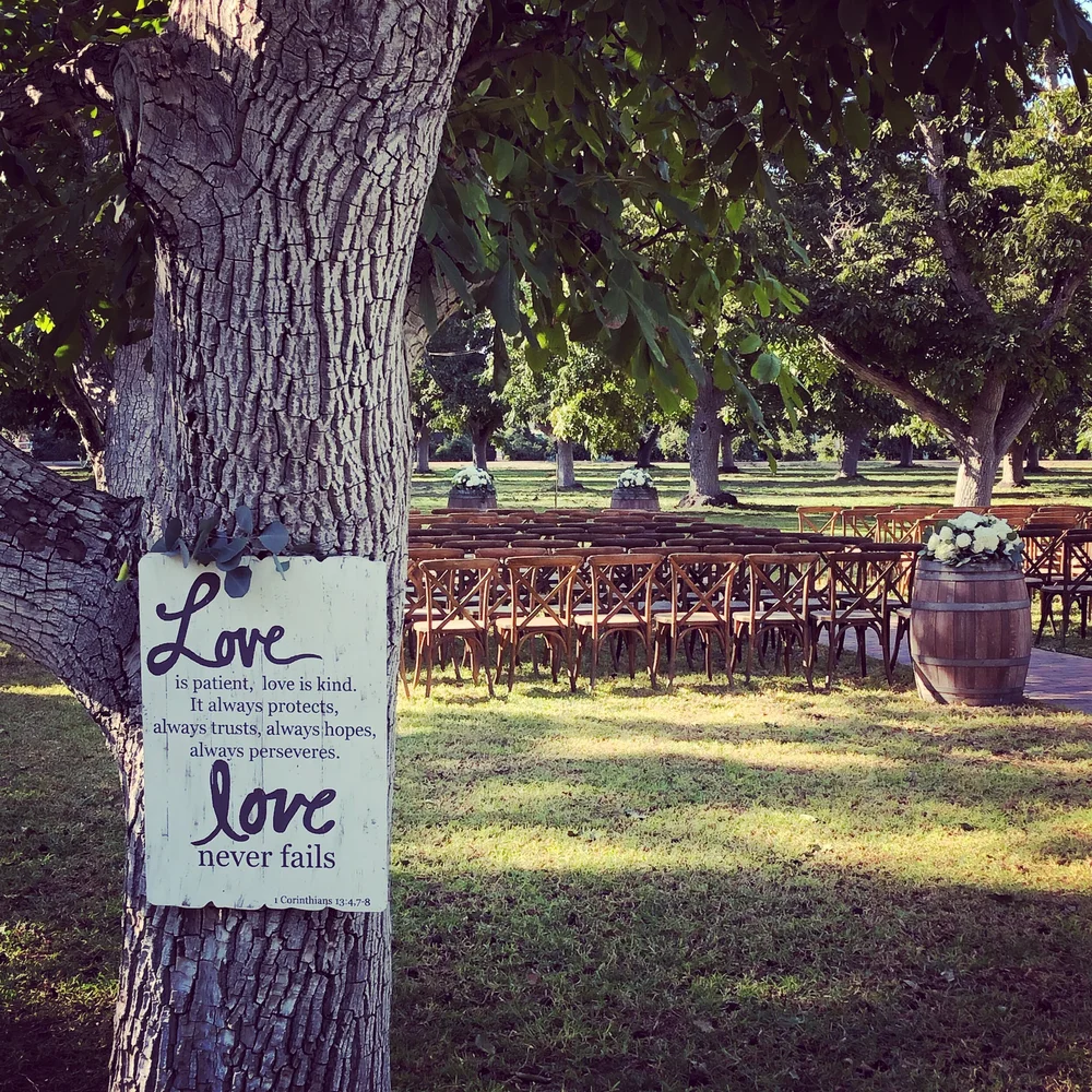 Holly & JT's Wedding Ceremony Setup at the Walnut Grove