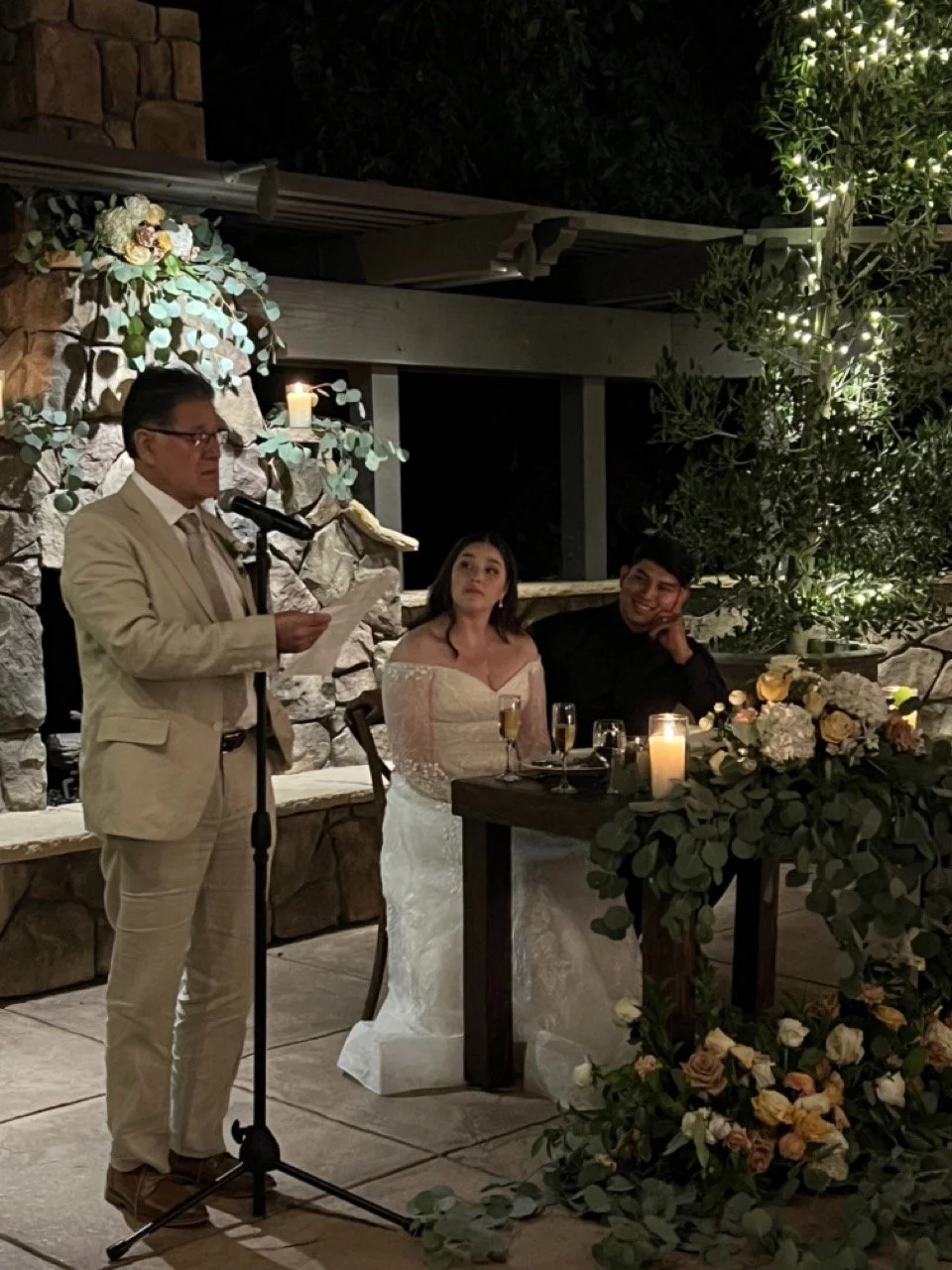 Father's toast to the wedding couple