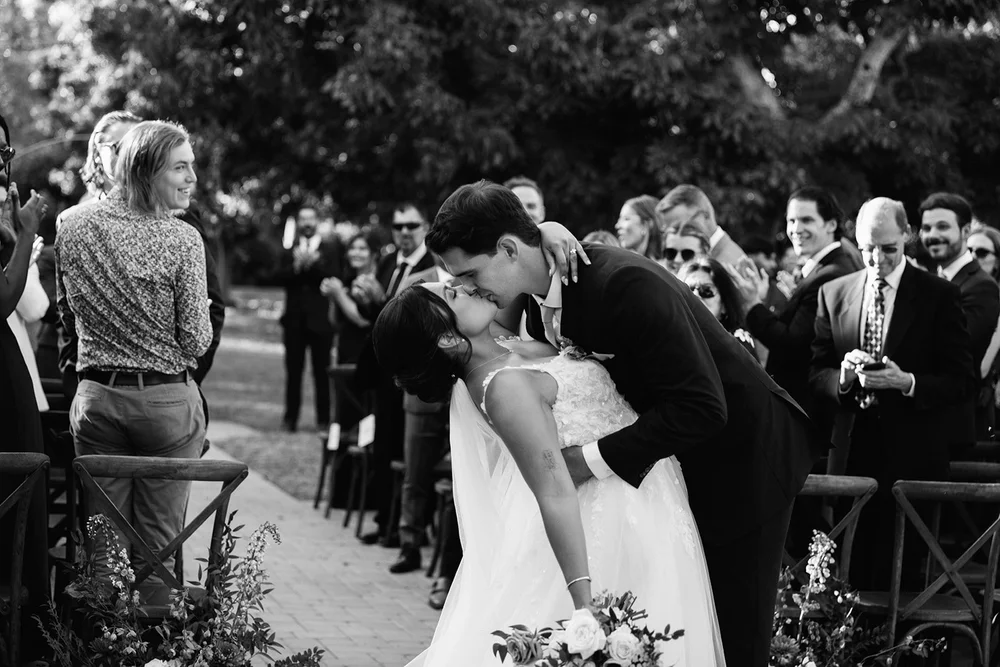 Walnut Grove Wedding bride and groom kiss